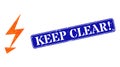 Rubber Keep Clear! Stamp Seal and Electric Arrow Lowpoly Icon