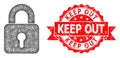 Rubber Keep Out Stamp Seal and Hatched Lock Icon