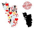 Scratched Kopi Luwak Stamp and Sunny People Virus Therapy Mosaic Map of Goa State