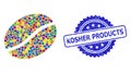 Rubber Kosher Products Stamp and Colored Collage Coffee Bean