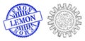 Rubber Lemon Stamp Seal and Network Cogwheel Web Mesh Royalty Free Stock Photo