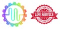 Rubber Life Service Stamp and Multicolored Net Pipe Service Cog