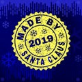 Rubber MADE BY SANTA CLAUS Stamp Seal on Winter Background