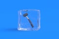 Rubber mallet in ice cube.