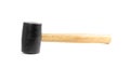 Rubber mallet with wooden handle. Close up. Isolated on a white background Royalty Free Stock Photo