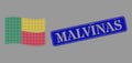 Rubber Malvinas Seal and Dotted Halftone Waving Benin Flag Image