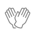 Rubber medical gloves line icon. Hand protective symbol