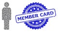 Rubber Member Card Seal and Recursion Person Icon Collage