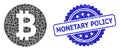 Rubber Monetary Policy Stamp and Square Dot Mosaic Bitcoin Coin