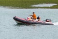 Rubber Motor Boat Royalty Free Stock Photo