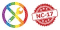 Rubber Nc-17 Stamp and Bright Colored Forbidden Repair Collage