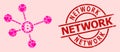 Scratched Network Stamp and Pink Heart Bitcoin Links Collage