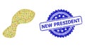 Rubber New President Stamp Seal and Square Dot Collage Spot Royalty Free Stock Photo