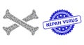 Rubber Nipah Virus Seal and Fractal Crossing Bones Icon Collage