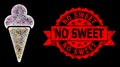 Rubber No Sweet Stamp and Bright Web Net Icecream with Light Spots Royalty Free Stock Photo