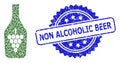 Rubber Non Alcoholic Beer Stamp and Recursive Wine Bottle Icon Mosaic