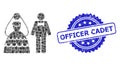 Rubber Officer Cadet Stamp Seal and Square Dot Mosaic Wedding Couple