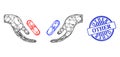 Rubber Other Badge and Hatched Pill Choice Hands Web Mesh