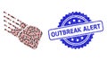 Rubber Outbreak Alert Seal Stamp and Recursive Stone Meteorite Icon Mosaic