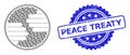 Rubber Peace Treaty Seal Stamp and Fractal Hands Circle Icon Composition