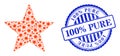 Rubber 100 percents Pure Stamp and Coronavirus Red Star Collage Icon