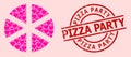 Grunge Pizza Party Badge and Pink Love Heart Pizza Mosaic