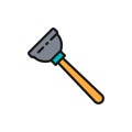 Rubber plunger, plumbing tool flat color line icon.
