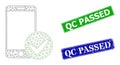 Rubber Qc Passed Stamp Seals and Triangle Mesh Approved Smartphone Icon