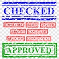 9 Rubber Red Blue and Green Stamp Effect, Document Proposal Offering Related, Checked, top secret, draft, revised, urgent,