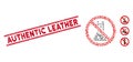 Grunge Authentic Leather Line Stamp with Collage No Chemical Reaction Icon Royalty Free Stock Photo