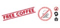 Grunge Free Coffee Line Stamp and Collage Stop Coffee Icon