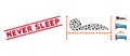 Grunge Never Sleep Line Stamp with Collage Patient Bed Icon Royalty Free Stock Photo