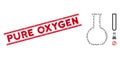 Scratched Pure Oxygen Line Stamp and Collage Empty Retort Icon Royalty Free Stock Photo