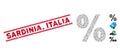 Grunge Sardinia, Italia Line Seal with Mosaic Percent Icon