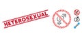 Textured Heterosexual Line Stamp with Collage No Sex Icon Royalty Free Stock Photo