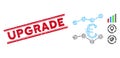 Scratched Upgrade Line Stamp with Mosaic Euro Trends Icon