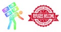 Rubber Refugees Welcome Stamp Seal and Multicolored Network Refugee