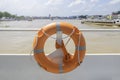 Rubber rings, orange rubber rings in the boat Royalty Free Stock Photo