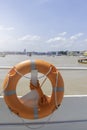 Rubber rings, orange rubber rings in the boat Royalty Free Stock Photo