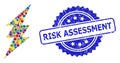 Rubber Risk Assessment Seal and Colored Collage Electric Spark
