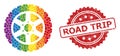 Rubber Road Trip Stamp and Bright Colored Tire Wheel Mosaic