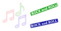 Rubber Rock and Roll Stamps and Triangular Mesh Melody Notes Icon Royalty Free Stock Photo