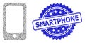 Rubber Smartphone Seal Stamp and Recursive Smartphone Icon Collage