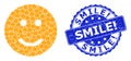 Rubber Smile! Round Stamp and Recursion Glad Smiley Icon Mosaic