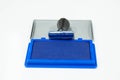 Rubber stamp and blue color inkpad