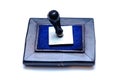 Rubber stamp and blue ink Royalty Free Stock Photo