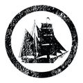 Rubber stamp with brigantine Royalty Free Stock Photo