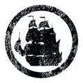 Rubber stamp with brigantine Royalty Free Stock Photo
