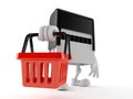 Rubber stamp character holding empty shopping basket