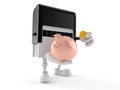 Rubber stamp character holding piggy bank